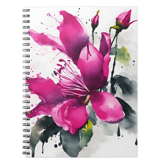 Fuchsia - Watercolor bloemen Notitieboek (Voorkant)