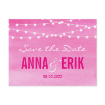 Fuchsia Watercolor Slingerlichten Save The Date