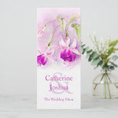Fuchsia waterverf art paars roze trouwmenu menu (Staand voorkant)