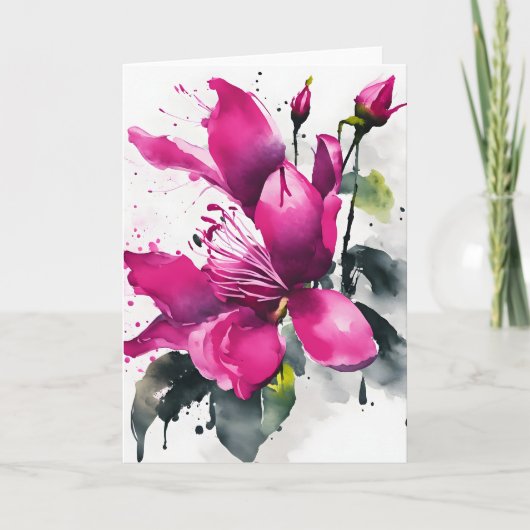 Fuchsia - Waterverf bloemen Kaart (Voorkant)