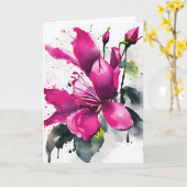 Fuchsia - Waterverf bloemen Kaart (Gele Bloem)