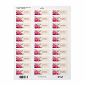 Fuchsia Waterverf Bloemen retour adreslabels Etiket (Full Sheet)