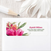 Fuchsia Waterverf Bloemen retour adreslabels Etiket (Insitu)