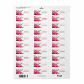 Fuchsia Waterverf Bloemen retour adreslabels Etiket (Full Sheet)