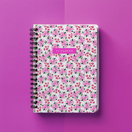 Fuchsia Waterverf Floral Garden gepersonaliseerd Notitieboek