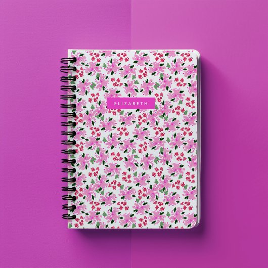Fuchsia Waterverf Floral Garden gepersonaliseerd Notitieboek