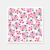 Fuchsia Waterverf Floral Garden Napkins Servet (Voorkant)