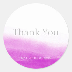 Fuchsia Waterverf Modern Elegant Trouwgunst Ronde Sticker