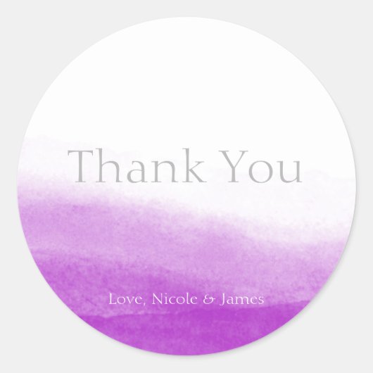 Fuchsia Waterverf Modern legant bruiloft Ronde Sticker (Voorkant)