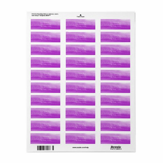 Fuchsia Waterverf Modern legant Wedding Labels (Full Sheet)