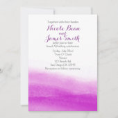 Fuchsia Waterverf Moderne huwelijksuitnodiging Kaart (Voorkant)