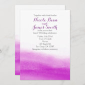 Fuchsia Waterverf Moderne huwelijksuitnodiging Kaart (Voorkant / Achterkant)