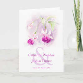 Fuchsia waterverf paarse roze bruiloft programma