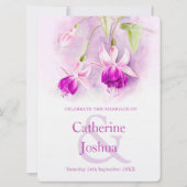 Fuchsia waterverf paarse roze kunst bruiloft kaart (Voorkant)