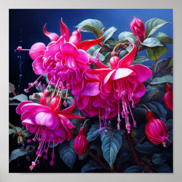 Fuchsia waterverf Poster