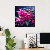 fuchsia waterverf Poster (Thuiskantoor)
