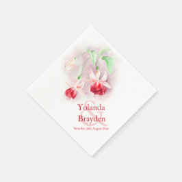 Fuchsia waterverf rode, groene trouwluiers servetten