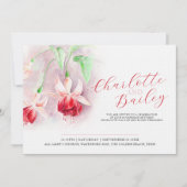 Fuchsia waterverf rode kunst bruiloft landschap kaart (Voorkant)