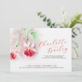 Fuchsia waterverf rode kunst bruiloft landschap kaart (Staand voorkant)