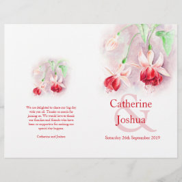 Fuchsia waterverf roze bruiloft programma