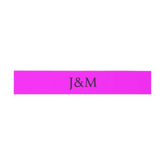 Fuchsia Wedding Monogram Belly Bands Uitnodigingen Wikkel (Vlak)