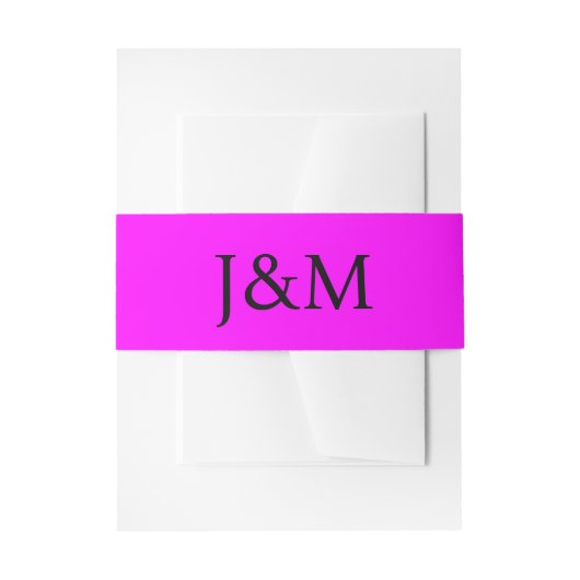 Fuchsia Wedding Monogram Belly Bands Uitnodigingen Wikkel (Voorkant Voorbeeld)