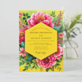 Fuchsia Weelderige Bruiloftsbloei Kaart (Staand voorkant)