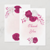 fuchsia white bloemen botanische bruiloft bedankkaart (Voorkant / Achterkant)