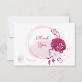 fuchsia white bloemen botanische bruiloft bedankkaart (Voorkant)