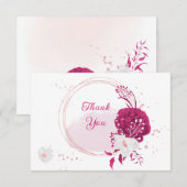 fuchsia white bloemen botanische bruiloft bedankkaart (Voorkant / Achterkant)