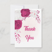 fuchsia white bloemen botanische bruiloft bedankkaart (Voorkant)