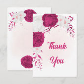 fuchsia white bloemen botanische bruiloft bedankkaart (Voorkant / Achterkant)