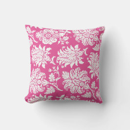 Fuchsia & White Damask Pillow Kussen