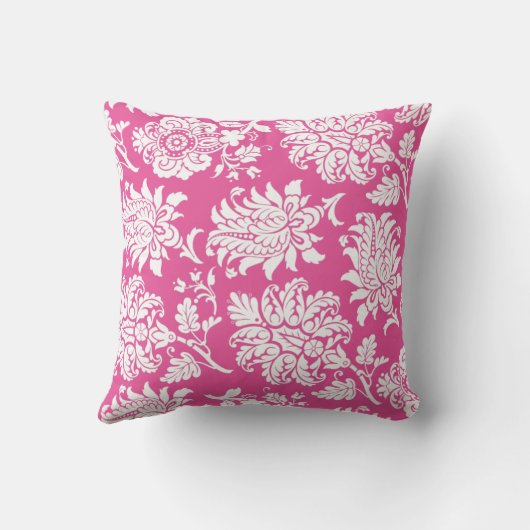 Fuchsia & White Damask Pillow Kussen (Achterkant)
