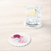 fuchsia & white floral bruiloft kartonnen onderzetters (Insitu)