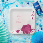 fuchsia & white floral bruiloft papieren bordje (Feest)