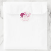 fuchsia & white floral bruiloft ronde sticker (Tas)