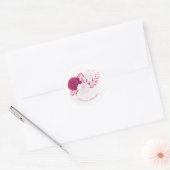 fuchsia & white floral bruiloft ronde sticker (Envelop)