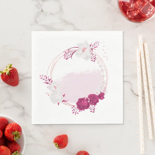 fuchsia & white floral bruiloft servet (Insitu)