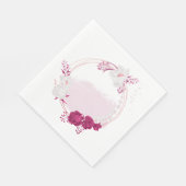 fuchsia & white floral bruiloft servet (Hoek)