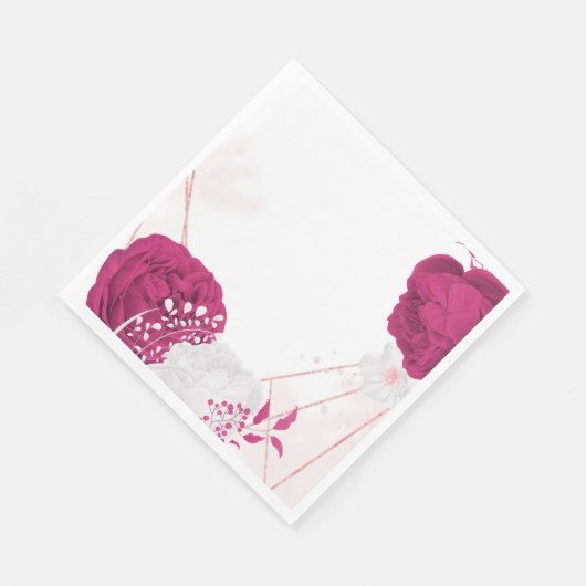 fuchsia & white floral bruiloft servet (Hoek)