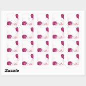 fuchsia & white floral bruiloft vierkante sticker (Vel)