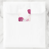 fuchsia & white floral bruiloft vierkante sticker (Tas)
