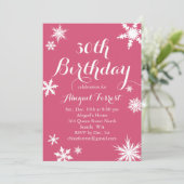 Fuchsia Winter 30th Birthday Invitation Kaart (Staand voorkant)