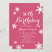 Fuchsia Winter 30th Birthday Invitation Kaart (Voorkant / Achterkant)