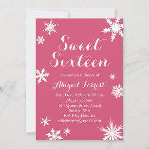 Fuchsia Winter Sweet Sixteen Uitnodiging