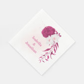 fuchsia & witte bloem bruiloft servet (Hoek)