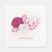 Fuchsia & witte bloemen bruiloft servetten (Voorkant)