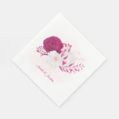 Fuchsia & witte bloemen bruiloft servetten (Hoek)