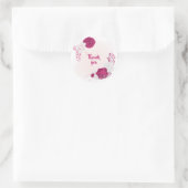 Fuchsia & witte bloemen dank u ronde sticker (Tas)